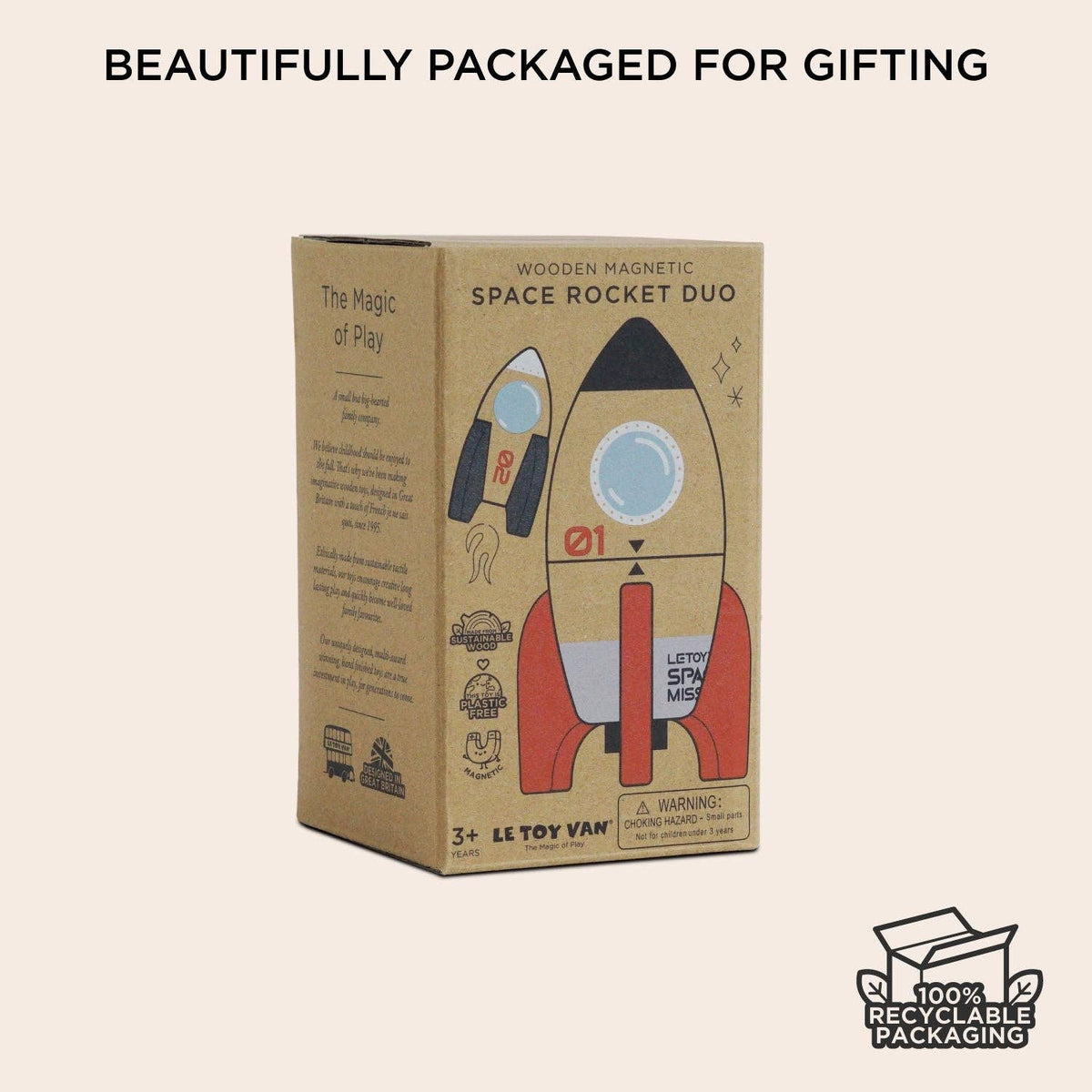 Magnetic Wooden Space Rocket Duo