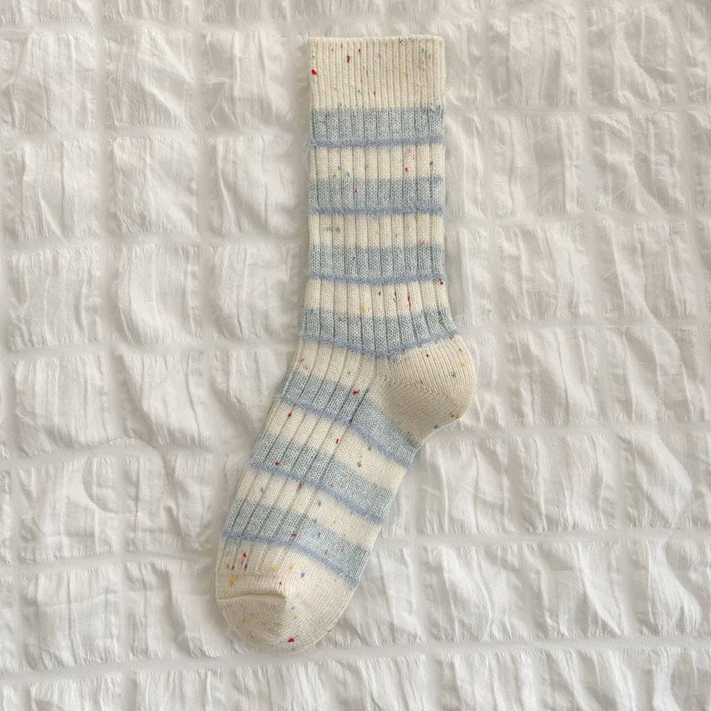 Striped Wool Blend Crew Socks