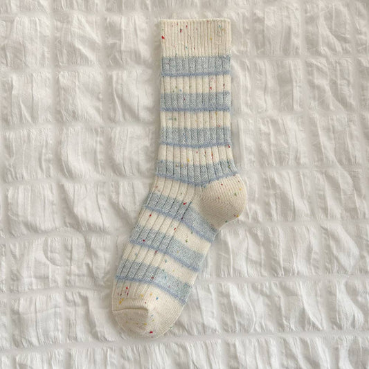 Striped Wool Blend Crew Socks