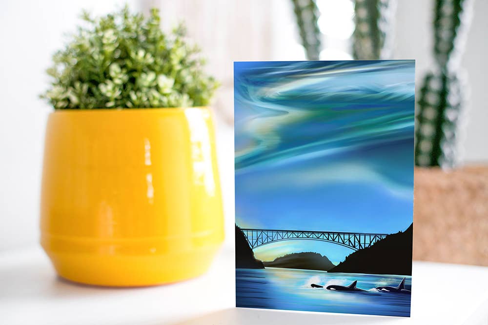 Orca Family Swimming in Deception Pass in WA State (5x7/A7)