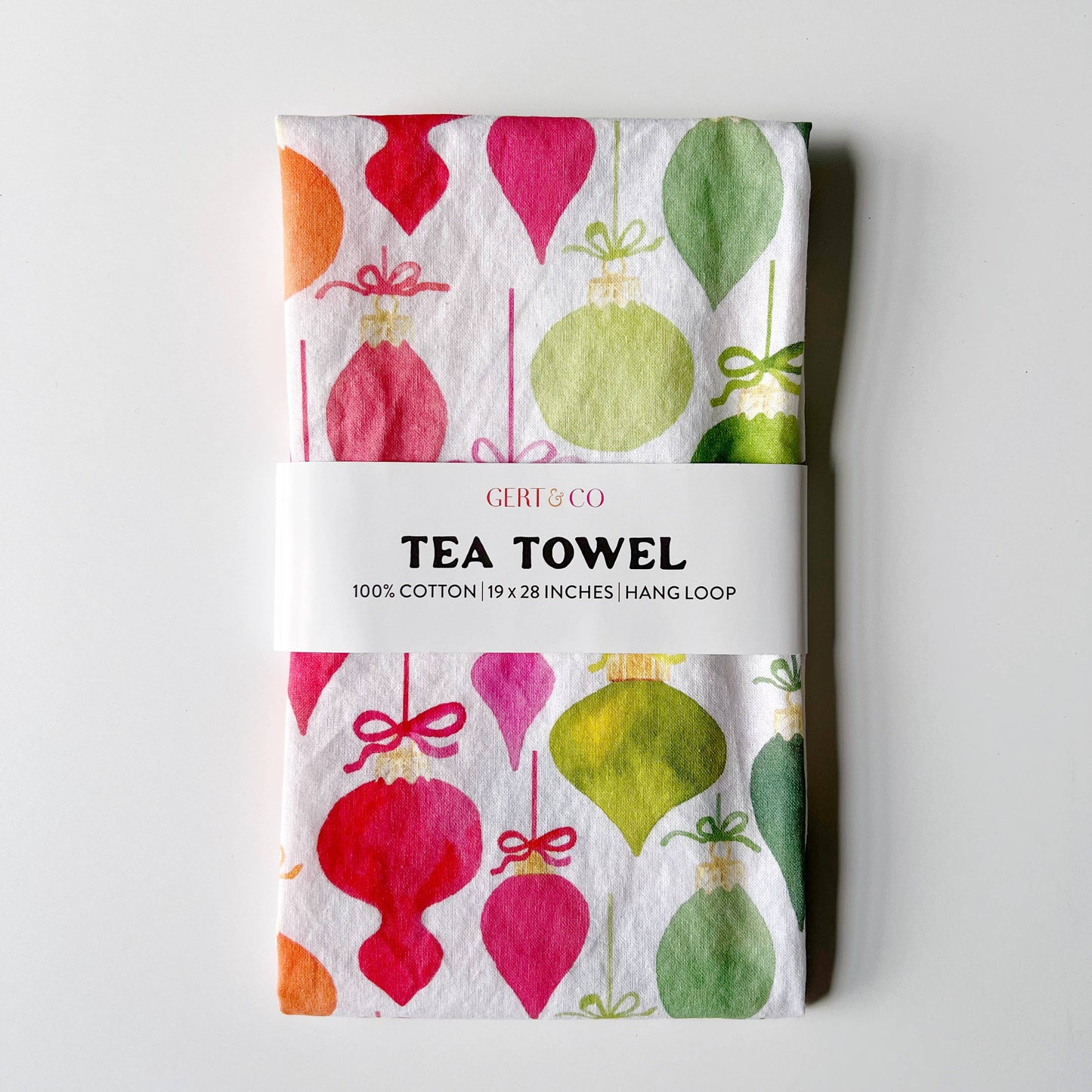 Retro Christmas Ornaments Tea Towel | Christmas Tea Towel