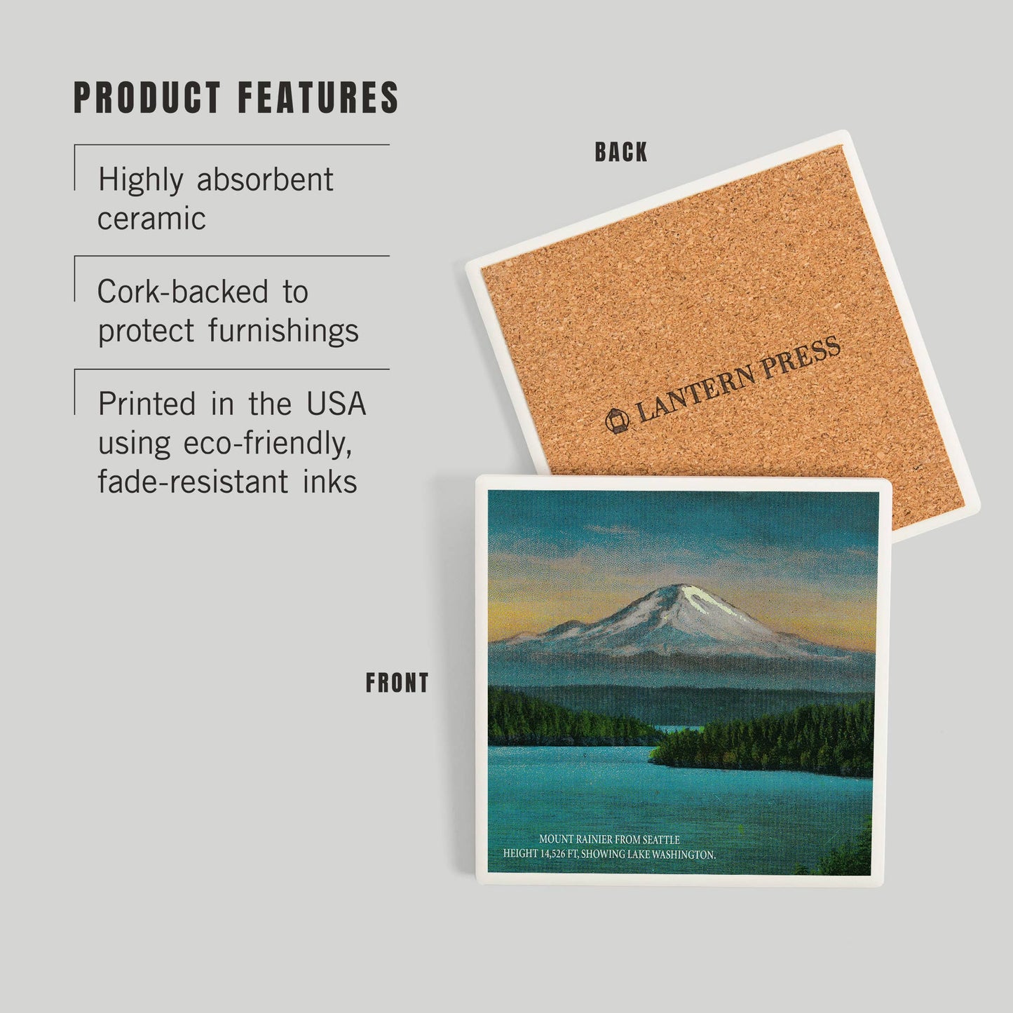 CERAMIC COASTER Mt. Rainier from Seattle, Washington