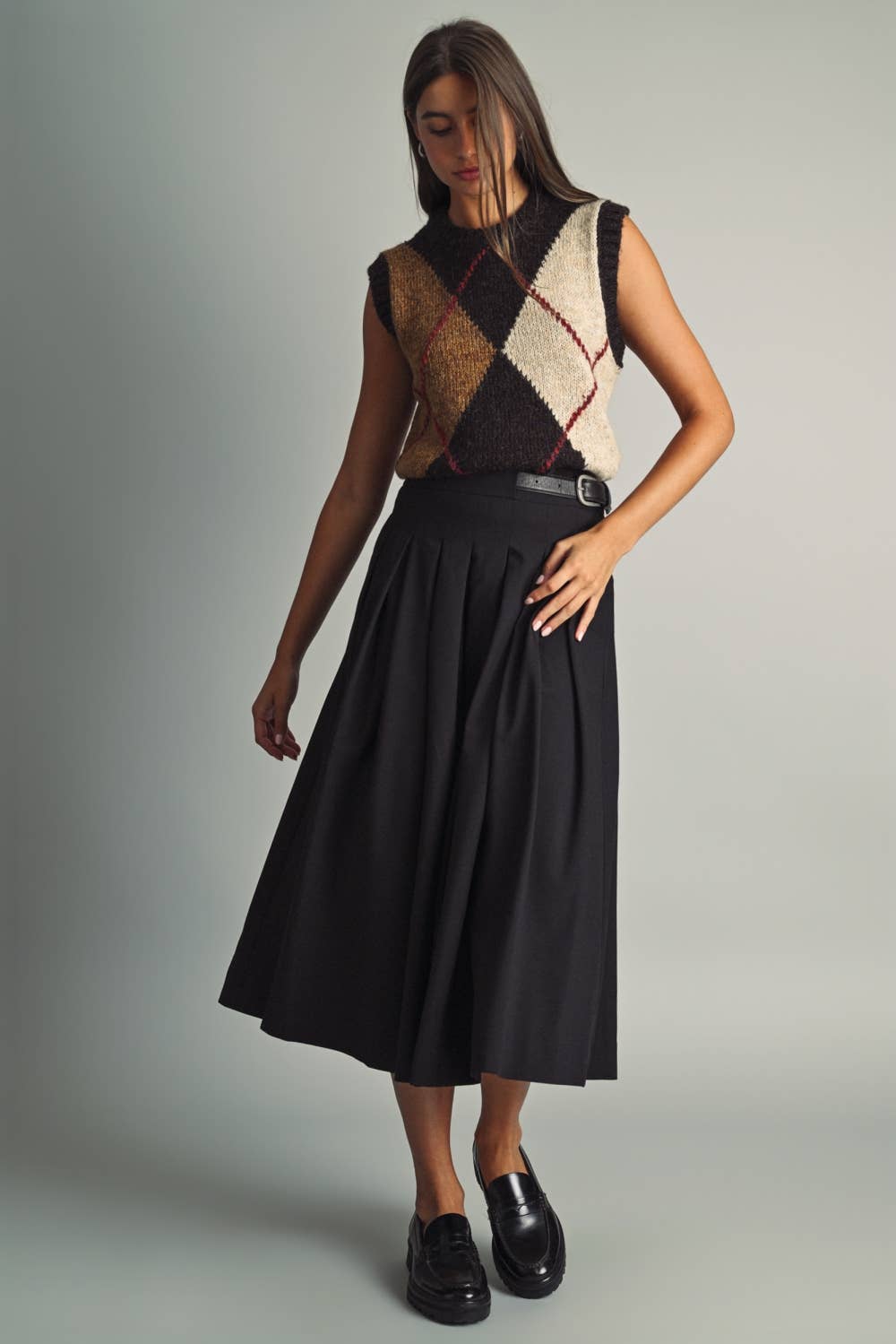 Color Block Argyle Sweater Vest