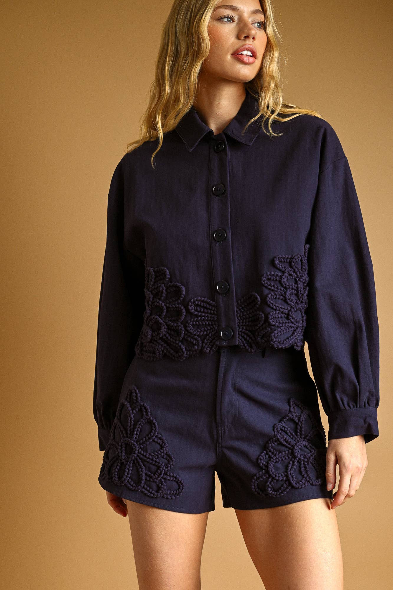 Floral Rope Embellishment Jacket