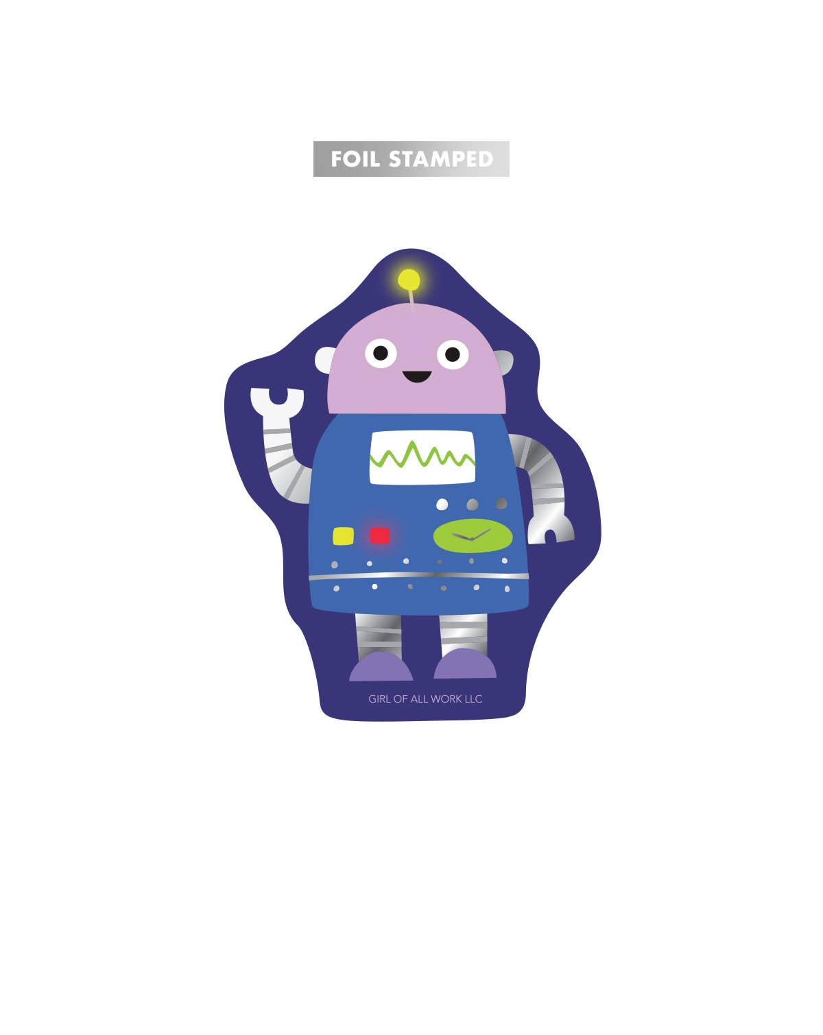 Robot Foil Stamped Sticker