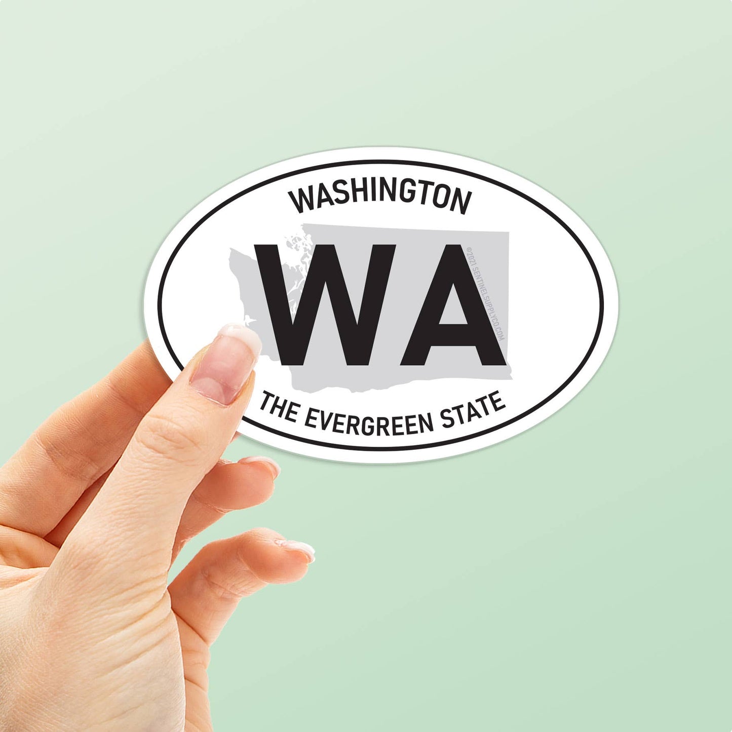 Washington Bumper Sticker - WA White Oval Euro Decals