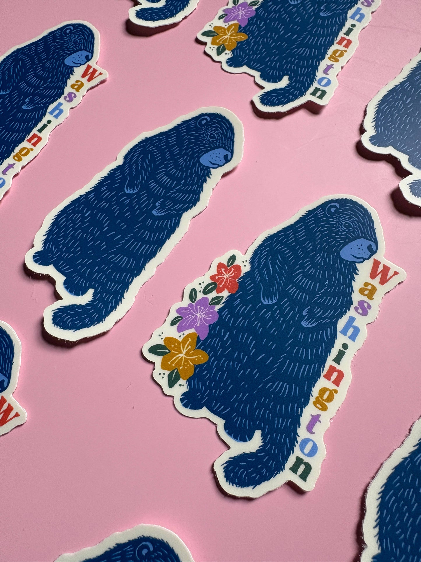 Washington Marmot Sticker, Pacific Northwest, Rhododendron
