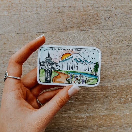 Washington Rectangle Vinyl Sticker