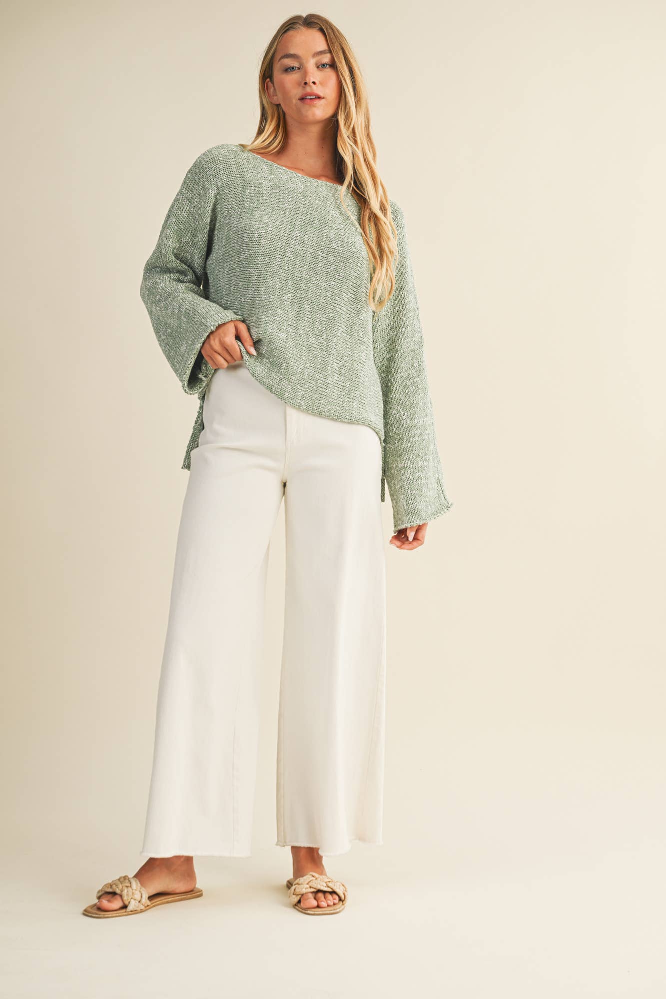 Boat Neck High-Low Sweater
