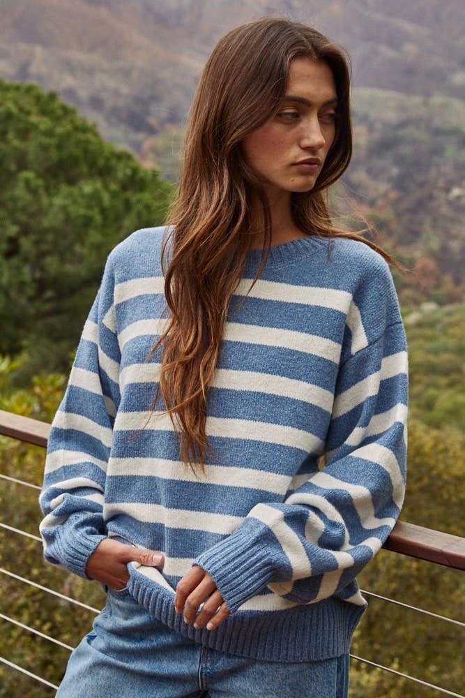 Knit Oversized Striped Sweater Top