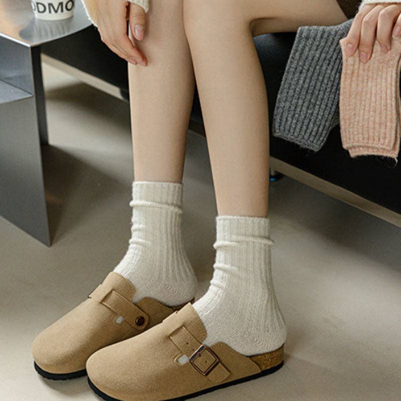Ribbed Wool Crew Socks