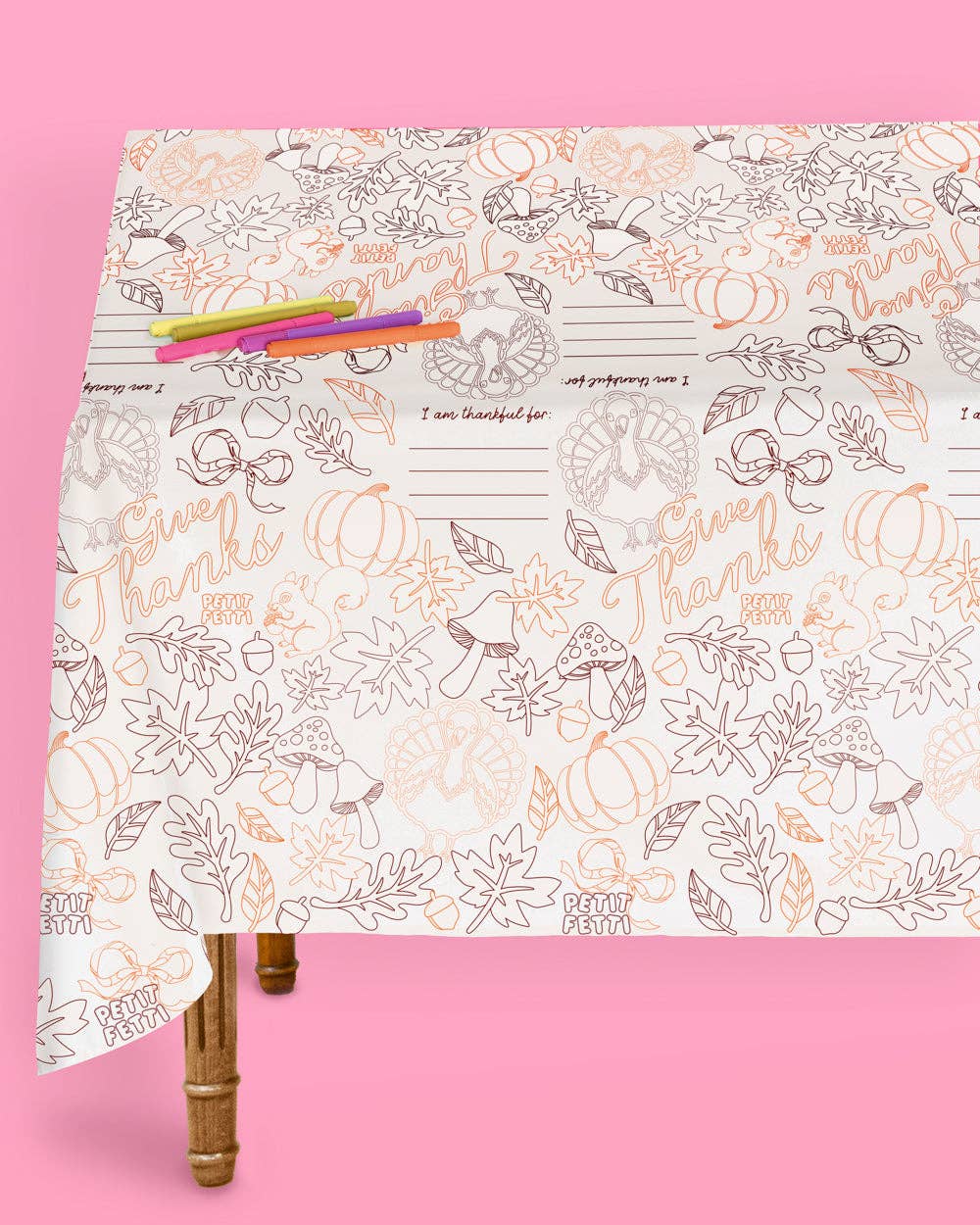 Give Thanks Paper Tablecloth - coloring tablecloth, fall, thanksgiving decor