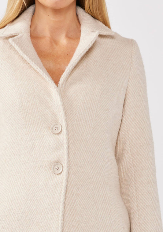 Chevron Side Pocket Coat in Sand - Medium