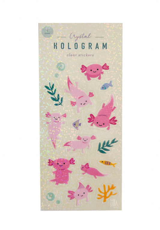 Axolotls Crystal Hologram Clear Stickers