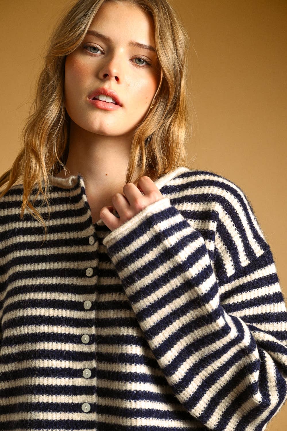 Button Front Ribbed Cardigan