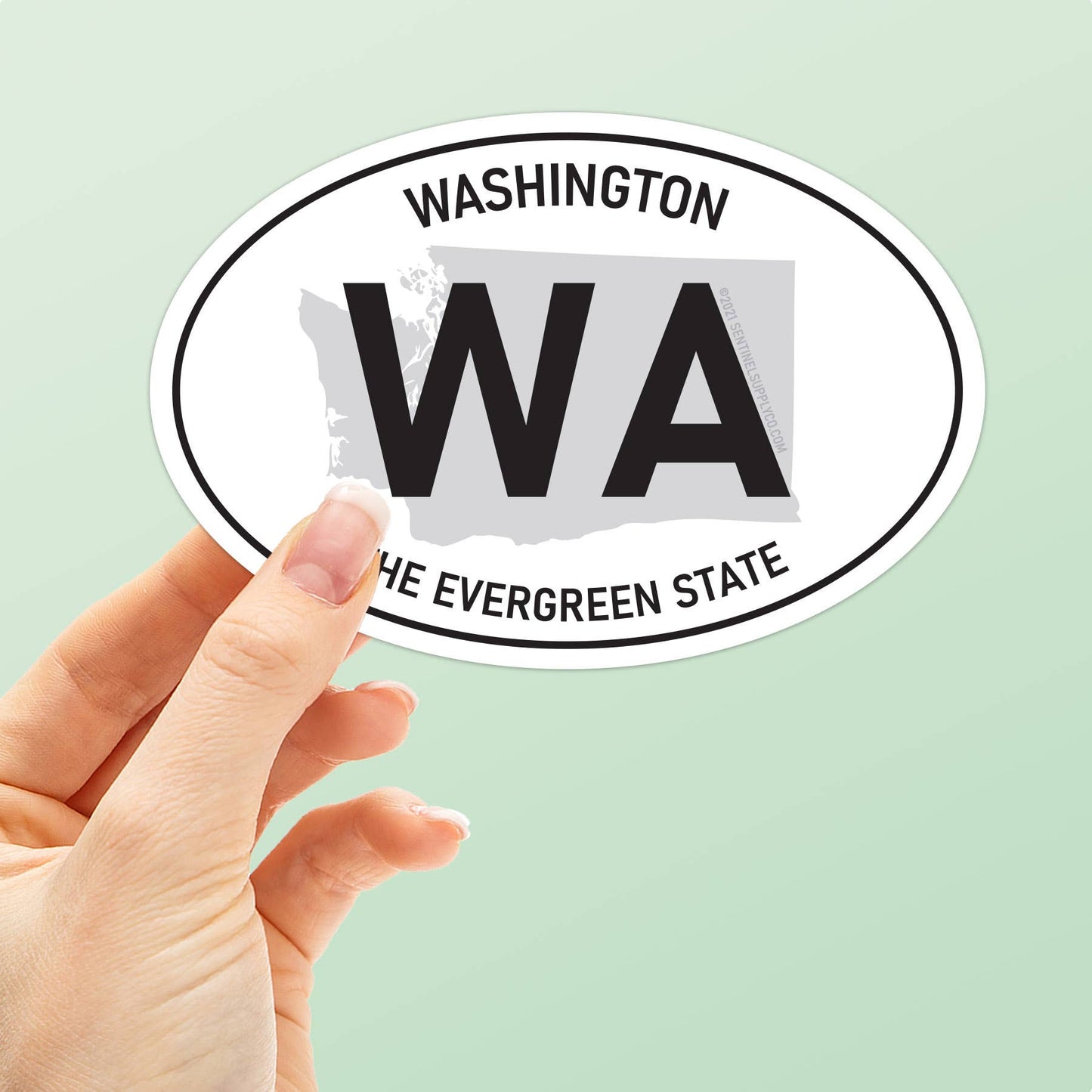 Washington Bumper Sticker - WA White Oval Euro Decals