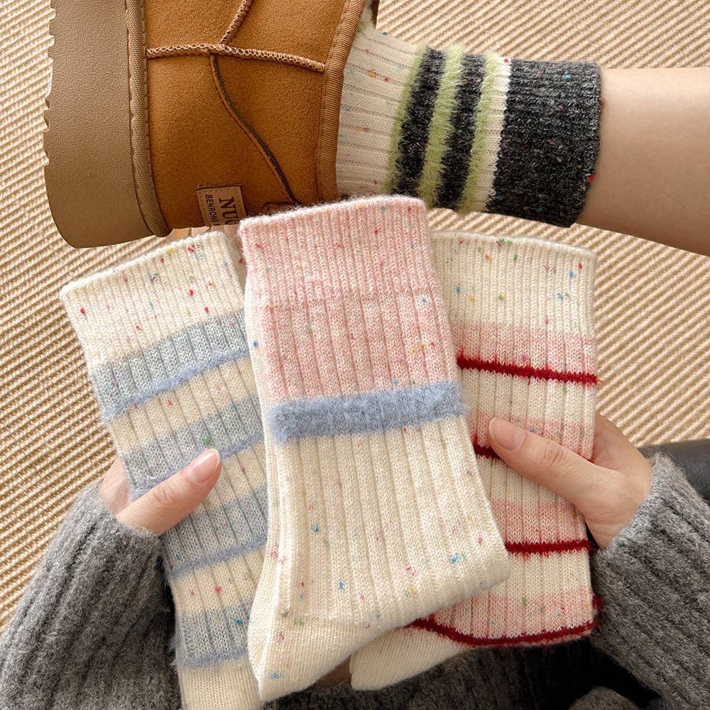 Striped Wool Blend Crew Socks