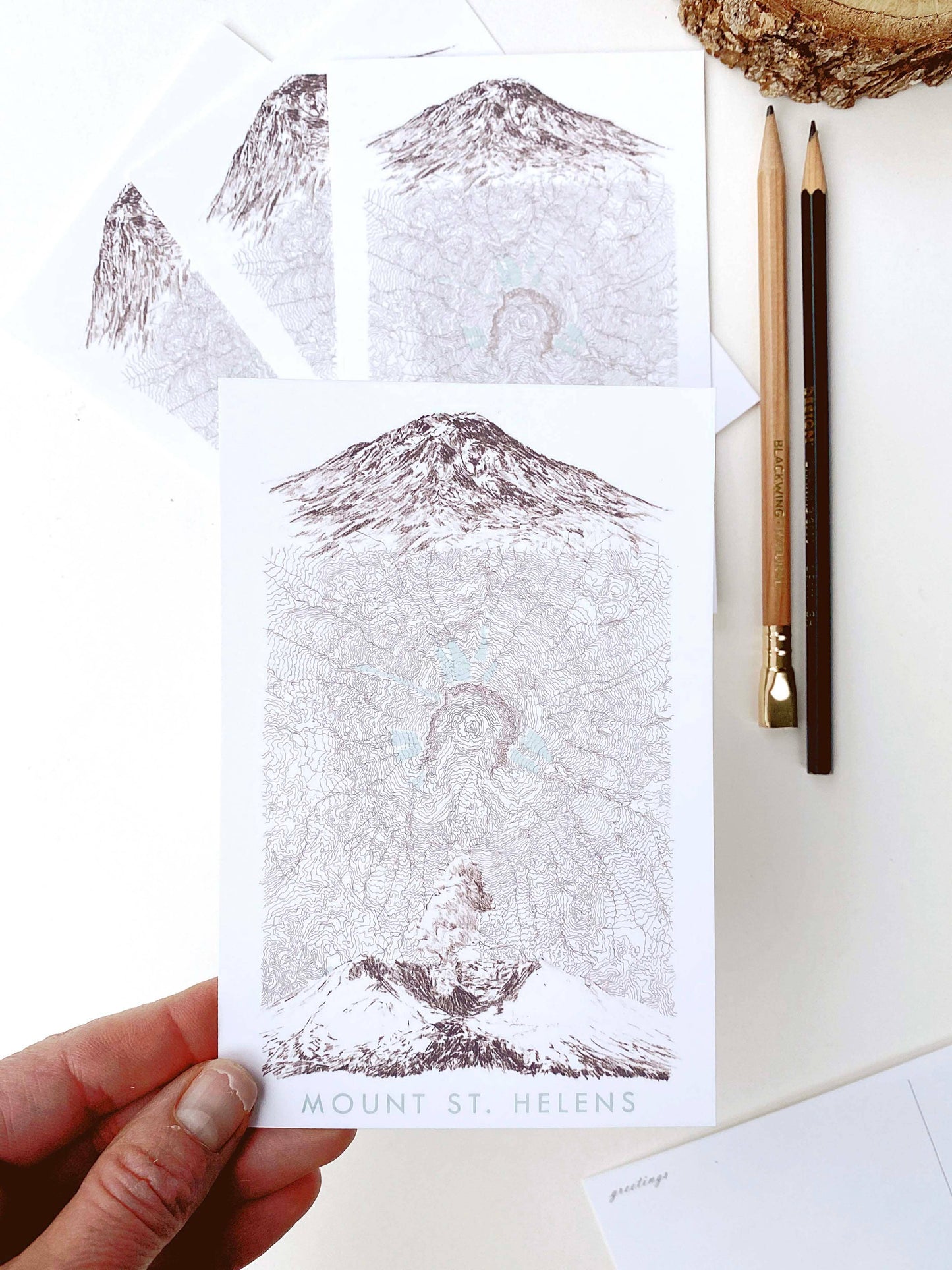 Mount St. Helens Topo Postcard