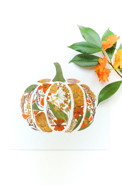 Pressed Flower Pumpkin Art