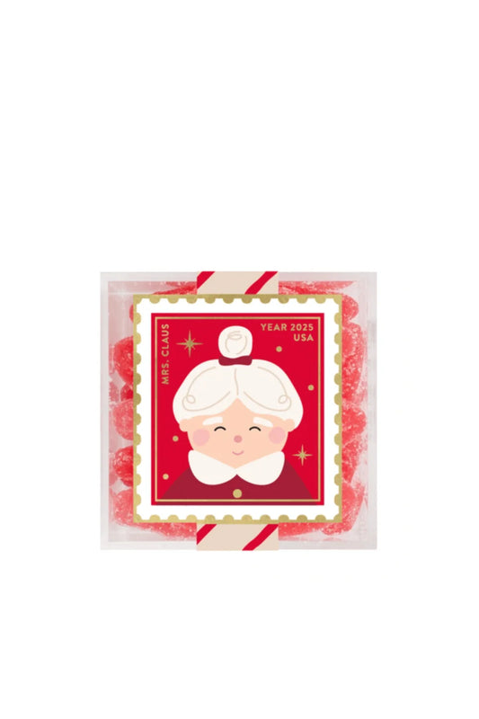 Mrs. Claus Mistletoe Kisses Red White Candy Box