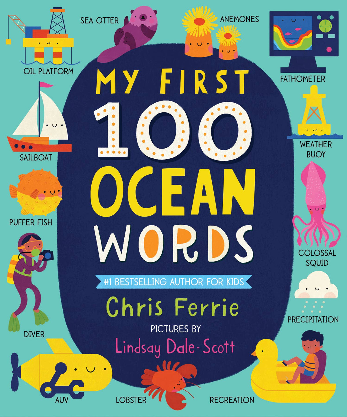 My First 100 Ocean Words padded board book for babies and toddlers featuring colorful ocean-themed illustrations.