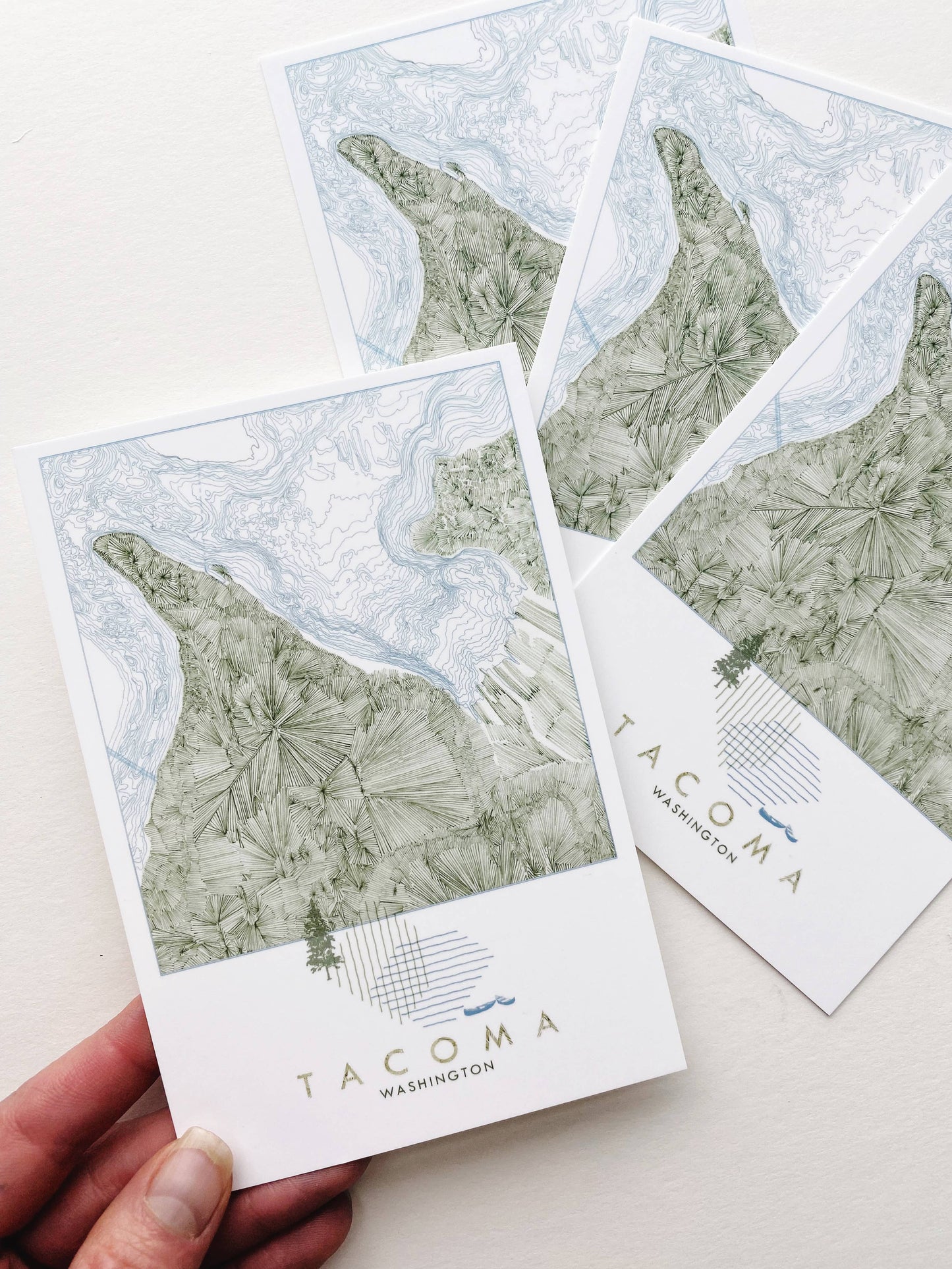 Tacoma Washington Land + Water Map - Standard Postcard