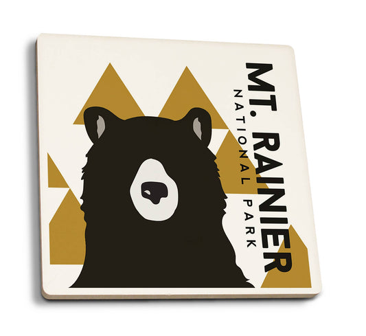 Ceramic Coaster Mount Rainier National Park, Bear and Tri…