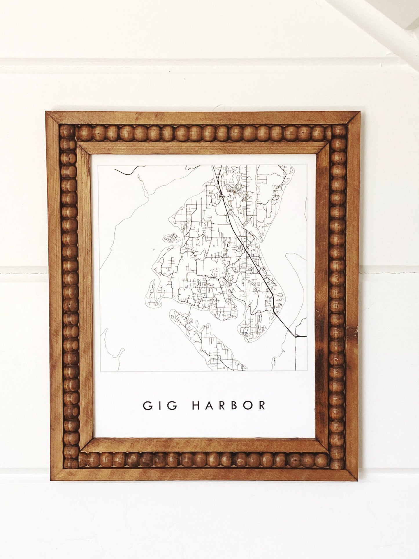 Gig Harbor Washington b/w Map Drawing ART PRINT: 8 x 10