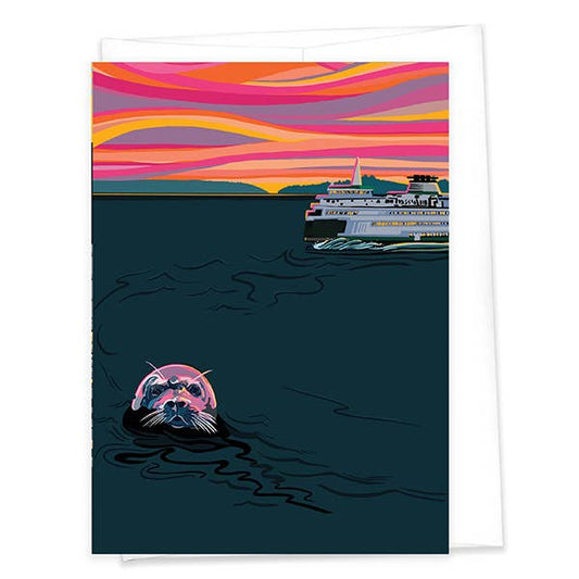 Silent Salior - Seal & Ferry in Puget Sound Card (2 Sizes): A7