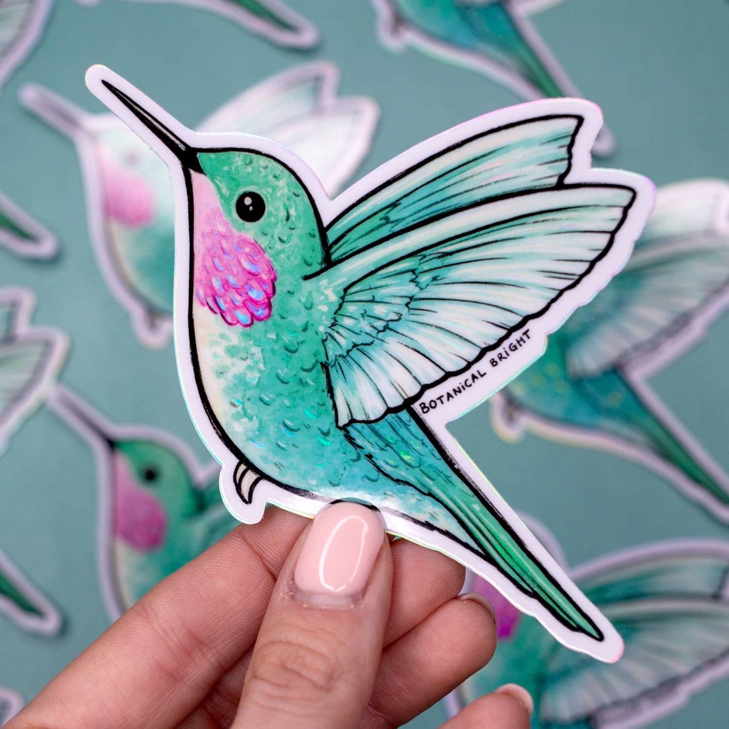 Hummingbird Waterproof Sticker with Holographic Details