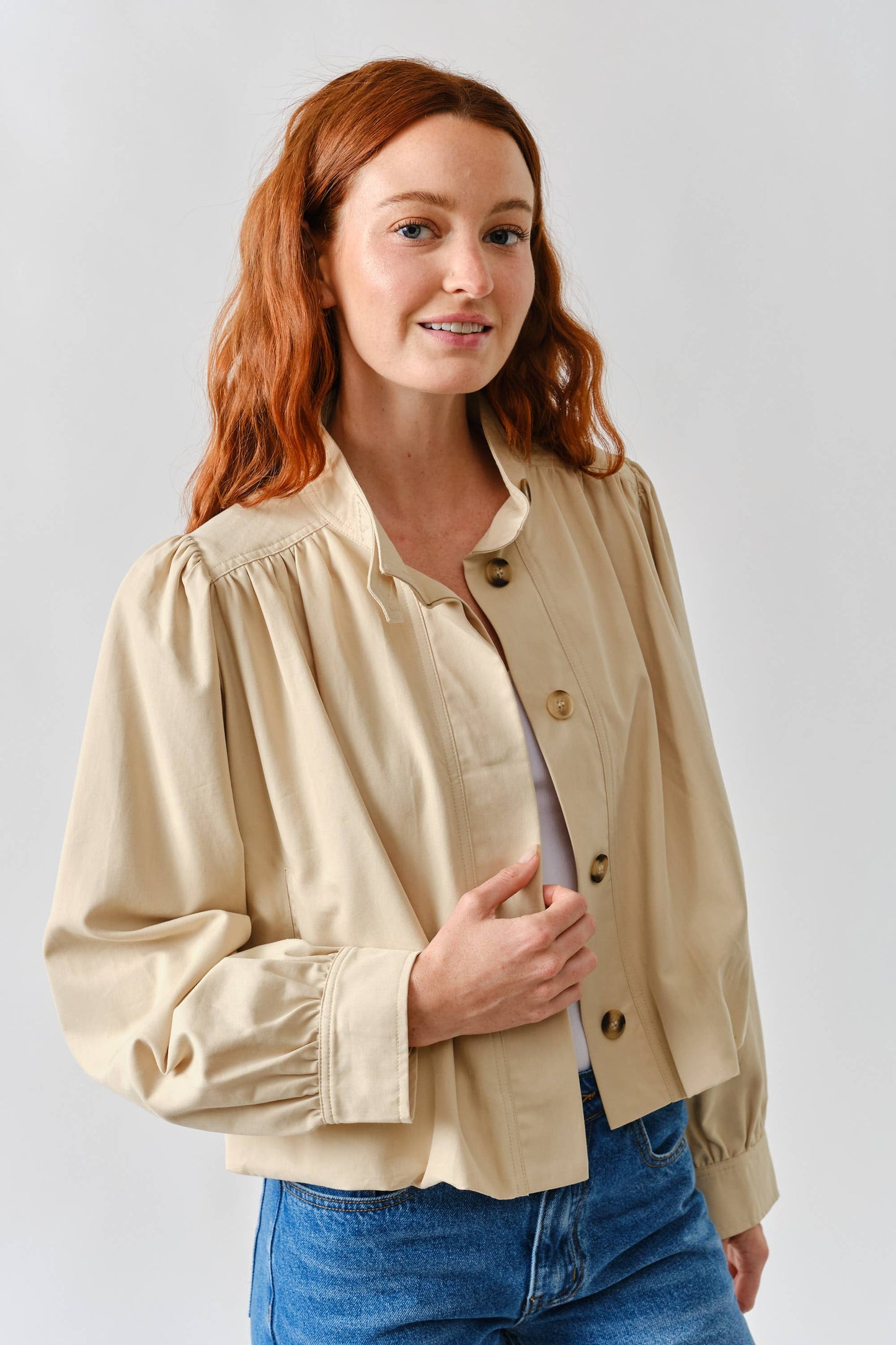 MAJ3308 SHORT BALLON TRENCH JACKET