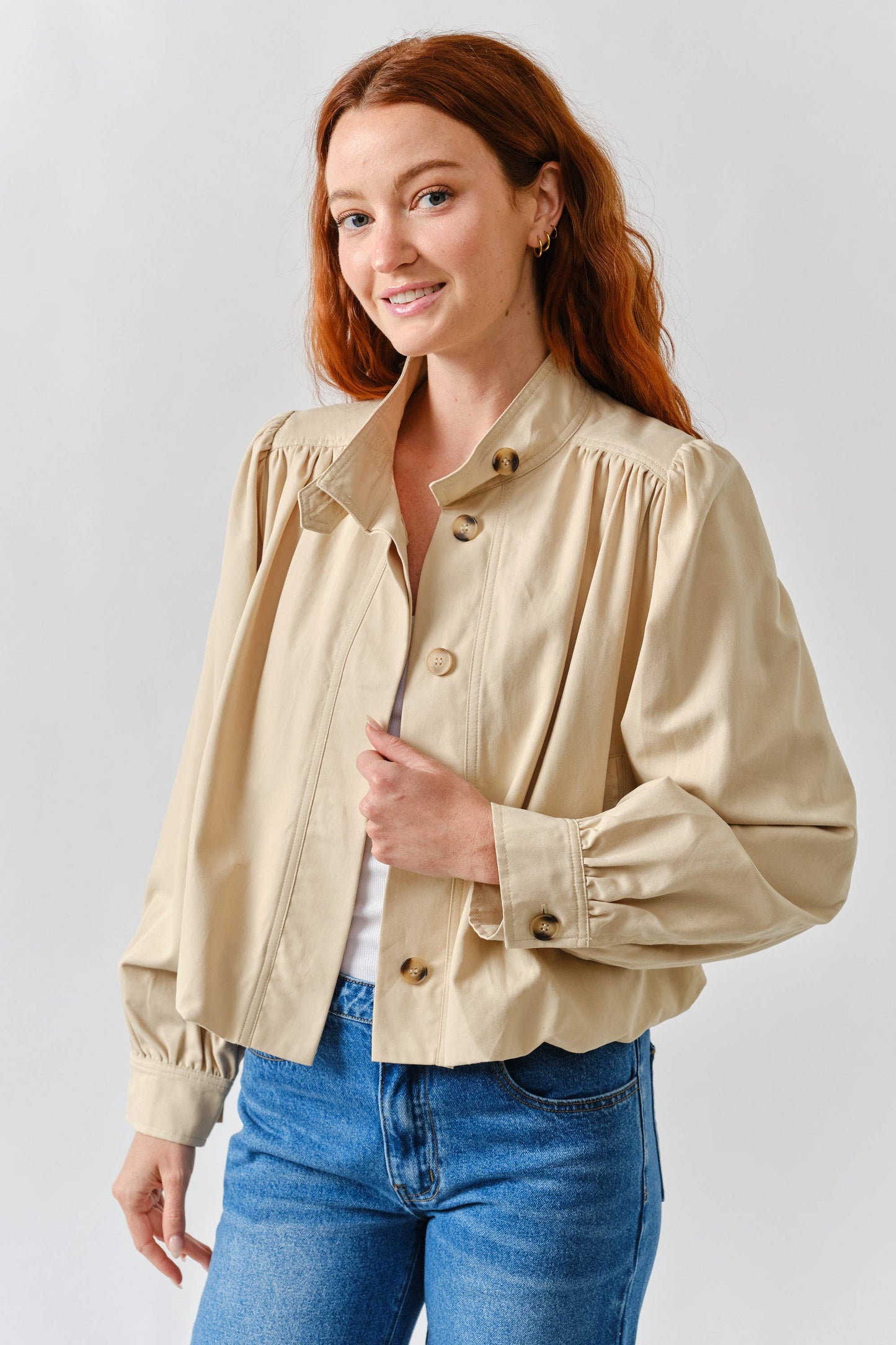 MAJ3308 SHORT BALLON TRENCH JACKET