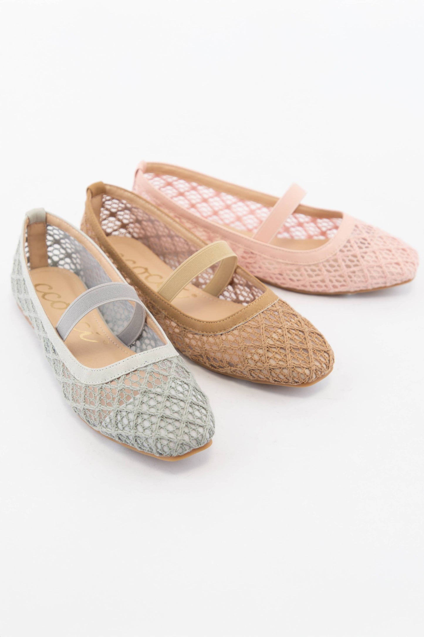 REGINA SEMI SQUARE TOE COTTON LACE UPPER FLAT