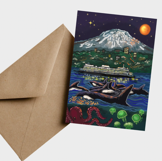 BLANK Pacific Northwest Orca Mount Rainier Card