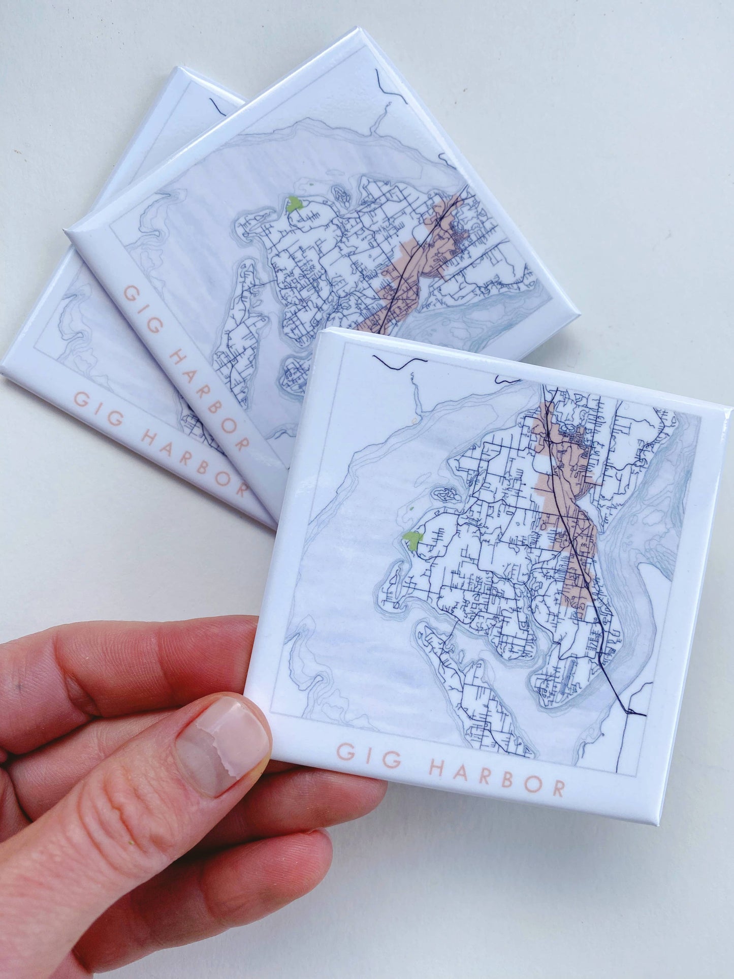 GIG HARBOR Washington Map Drawing - Metal Magnet