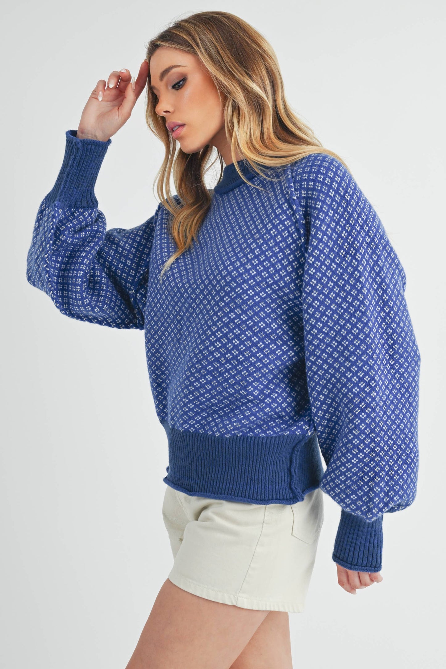 3163EK Echo Sweater : Blue, Contemporary, M