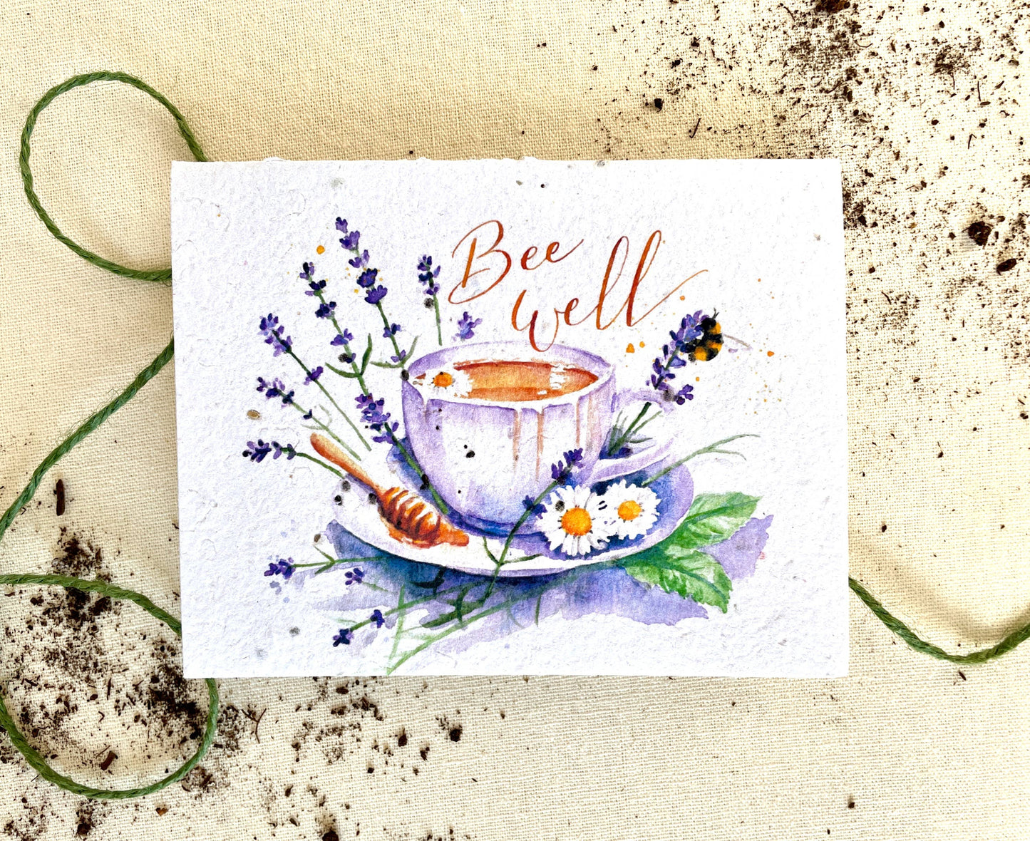 Bee Well Herb Mix Plantable Seed Card: Compostable Cello Sleeves, White