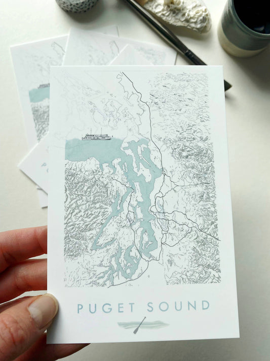 Puget Sound Map Postcard