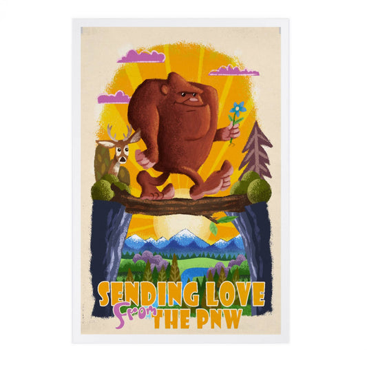 PREMIUM POSTCARDS Sending Love from PNW, Bigfoot