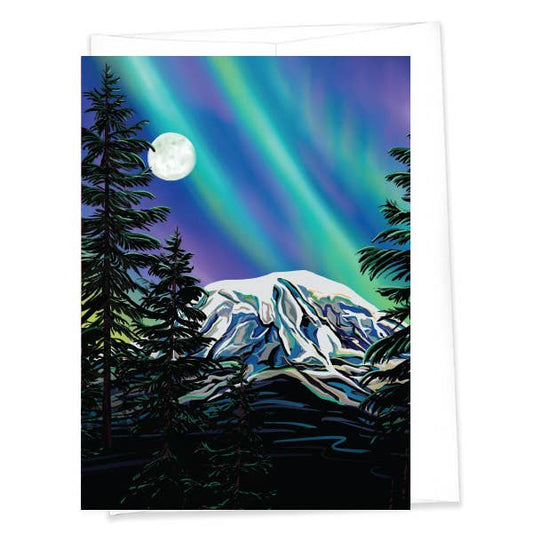 Mount Rainier & Aurora Borealis - Greeting Card (5x7/A7)