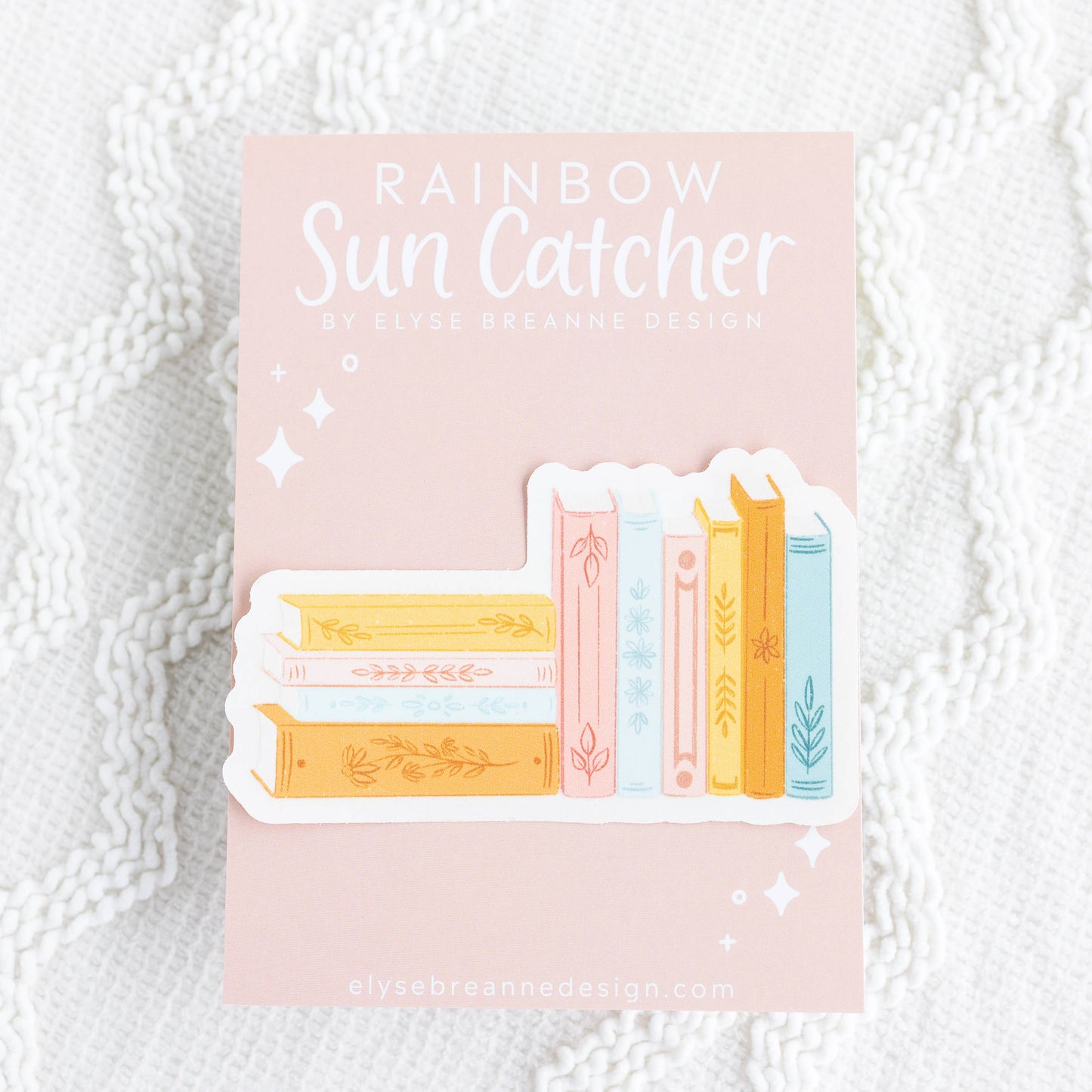 Stack of Books Sun Catcher Window Decal, 5x3 in.