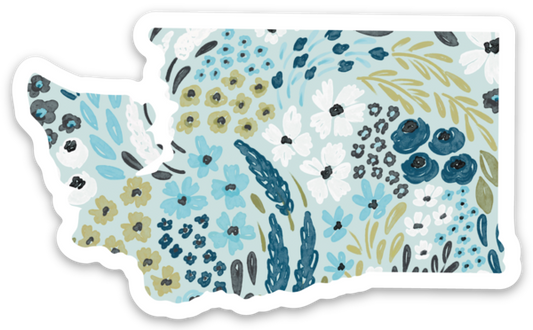 Washington State Floral Sticker 3x2in.: Waterfall Floral