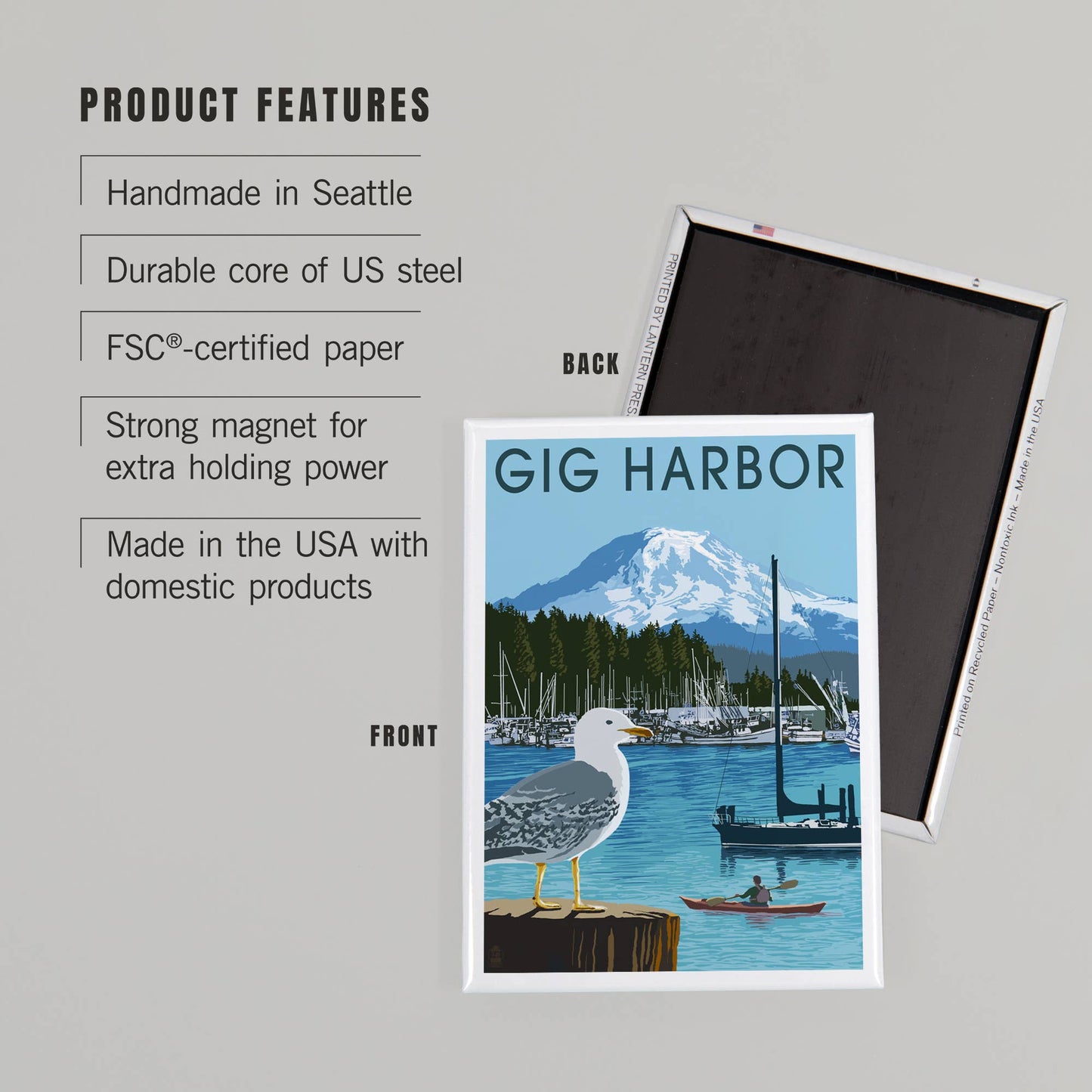 Gig Harbor Marina Magnet - 2.5" x 3.5"