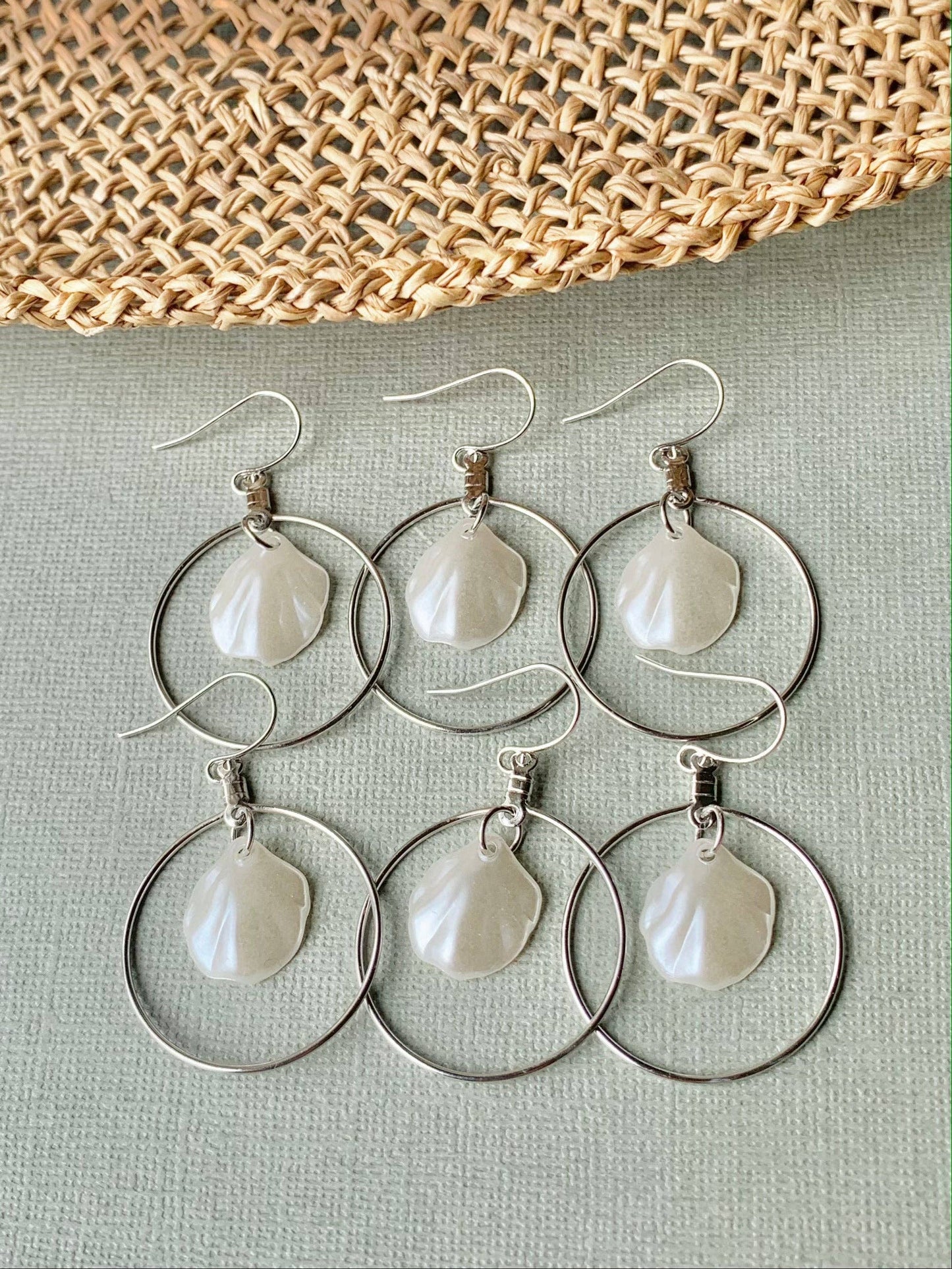 SHELL HOOPS│silver | coastal jewelry│seashell earrings: Bigger hoops