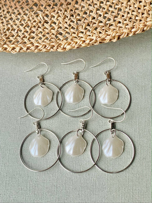 SHELL HOOPS│silver | coastal jewelry│seashell earrings: Bigger hoops