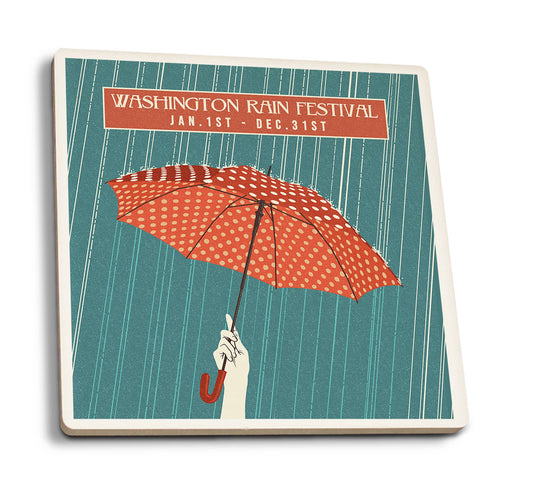CERAMIC COASTER Washington Rain Festival, Umbrella