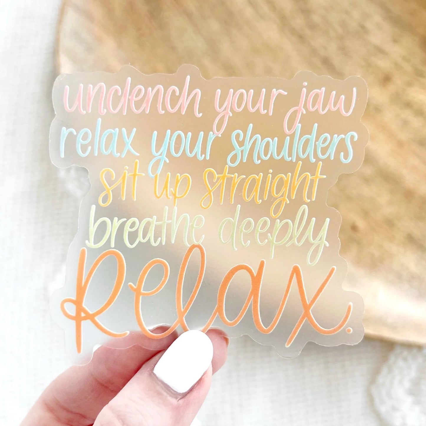 Clear Relax Sticker, 3x3 in.
