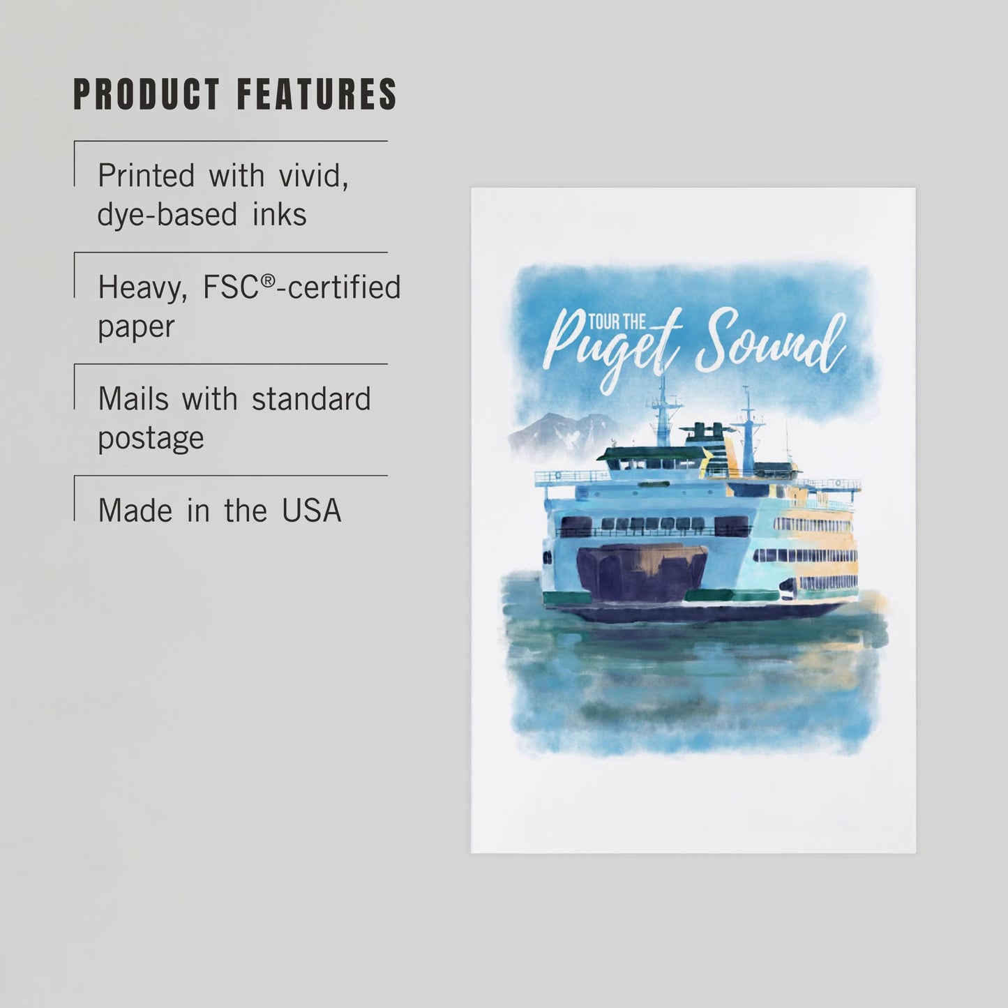 PREMIUM POSTCARDS Washington, Tour the Puget Sound, Ferry