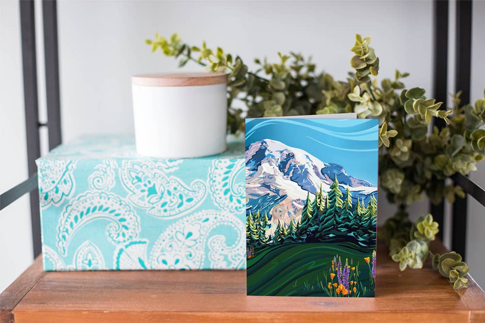 Mount Rainier and Wildflowers Greeting Card (5x7/A7)