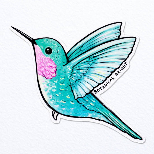 Hummingbird Waterproof Sticker with Holographic Details